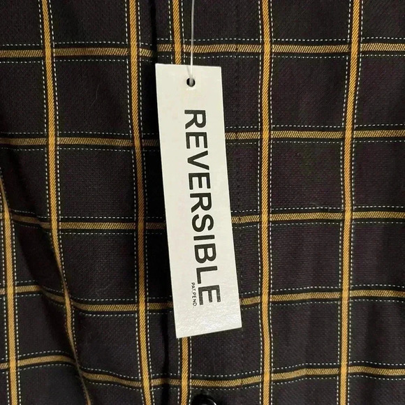 NWT A2Z New York Mens Shirt Medium Reversible Blue Yellow Checkered Button Down - Picture 4 of 13